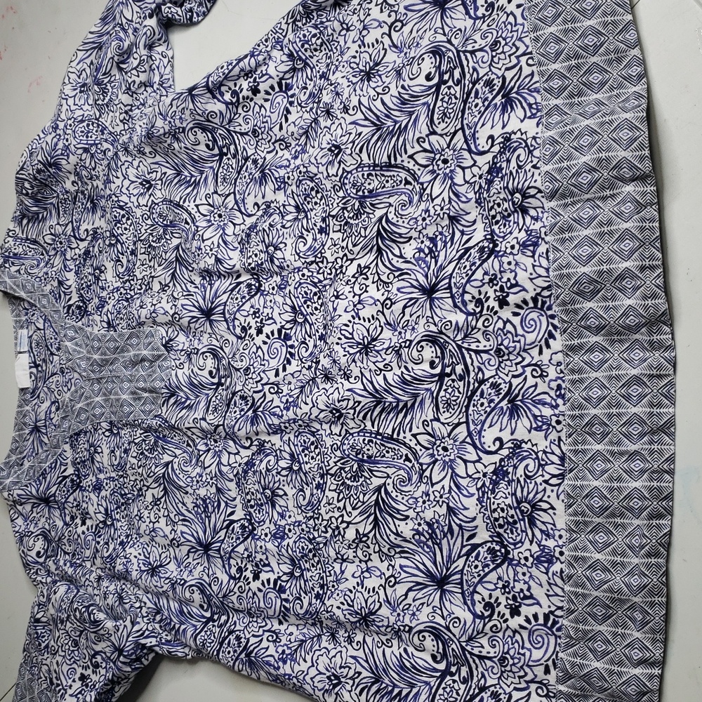 Sigrid Olsen Women 100% Linen Floral Boho 3/4 Sleeves Tunic Top Size 1X Coastal - Picture 11 of 14